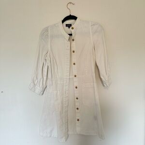 WHO WHAT WEAR canvas button up dress womens